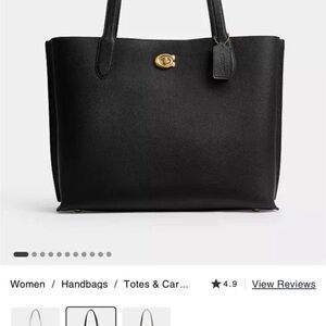 Coach Willow Work Tote 38  BRAND NEW Black Leather with gold brass clasp